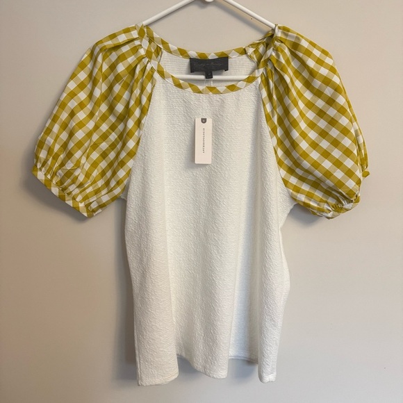 Anthropologie Sundays in Brooklyn Gingham Puff Sleeve Top - Women’s Medium - Picture 2 of 9